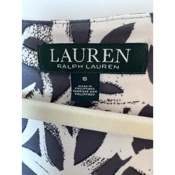 Lauren Ralph Lauren Surplice Dress Women Size 6 Black White V Neck Faux Wrap - Picture 3 of 9